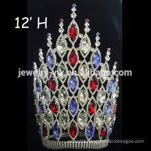 Large Pageant Crowns With Colorful Crystal, Queen Crown For Sale, Beauty Pageant Jewelry Crown, India Wedding Tiaras